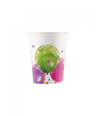 Aniversare - Accesorii - Set 8 pahare carton baloane 200 ml