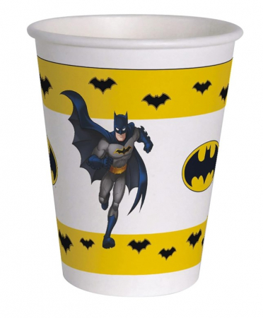 Pahare de unica folosinta pentru petrecere - Set 8 pahare carton Batman 255 ml