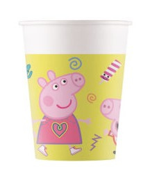 Peppa Pig - Baloane - Set 8 pahare carton galben Peppa Pig 200 ml