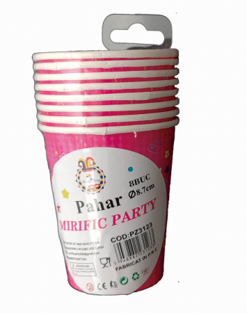 Set 8 pahare carton La multi ani roz 175 ml [5]