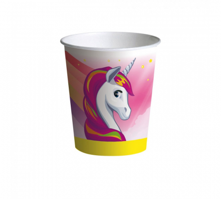 Set 8 pahare carton roz unicorn 250 ml [0]