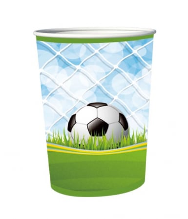 Petreceri tematice - Decoratiuni & accesorii - Set 8 pahare fotbal plasa 235 ml