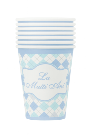 Pahare de unica folosinta pentru petrecere - Set 8 pahare La multi ani albastre 235 ml