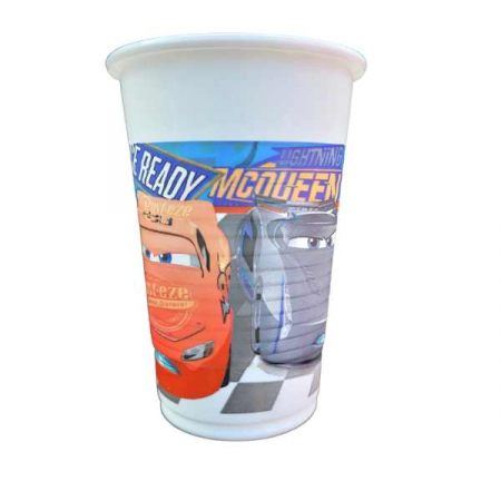 Set 8 pahare plastic Cars 200 ml