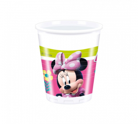 Minnie Mouse - Prima aniversare cu baloane & decoratiuni - Set 8 pahare plastic Minnie Mouse 200 ml