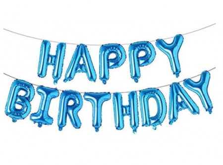 Baloane cu heliu - Set baloane folie HAPPY BIRTHDAY albastru 40Cm