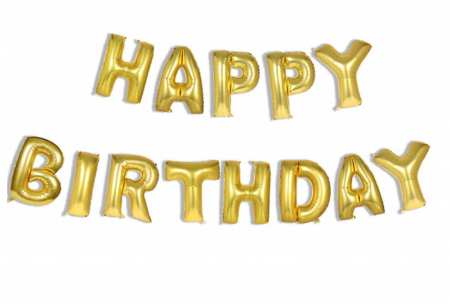 Baloane cu heliu - Set baloane folie HAPPY BIRTHDAY 40 Cm auriu