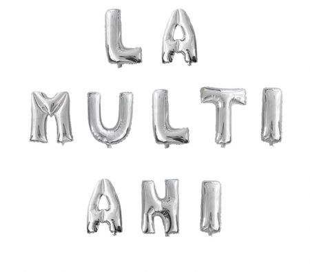 Baloane cu heliu - Set baloane folie La Multi Ani 40Cm argintiu