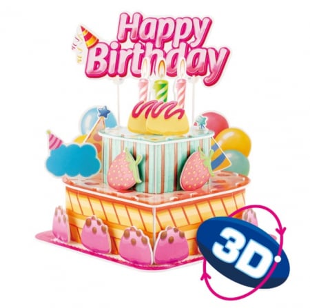 Accesorii pentru decorurile de petrecere - Set decor carton 3D tort cu fructe 14 x 20 cm