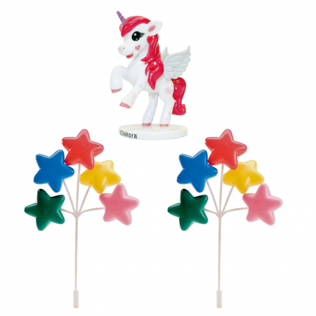 My Little Pony - Decoratiuni pentru petrecere tematica - Set decor tort plastic Unicorn 3 buc