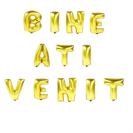 Baloane din folie imprimate - Set baloane folie Bine ati venit auriu 40cm