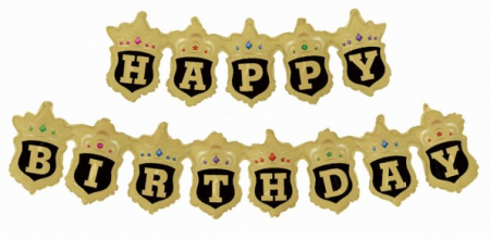 Majorat - Baloane latex & folie - Set ghirlanda baloane Happy Birthday negru