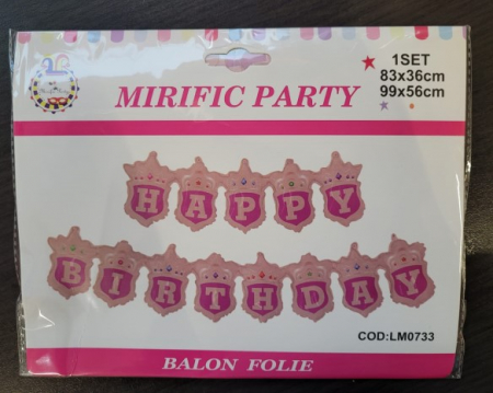 Set ghirlanda baloane Happy Birthday roz [2]