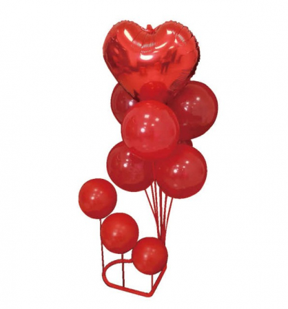 Valentine's Day & Dragobete - Baloane & Decoratiuni - Suport decorativ baloane inima rosie 10 buc