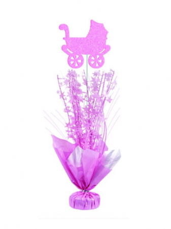 Botez fata - Accesorii pentru decoratiuni - Suport masa carut roz 36 cm