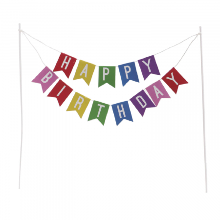 Majorat - Accesorii - Topper carton banner Happy Birthday stegulete