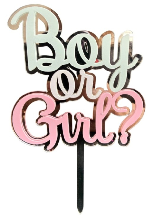 Petreceri tematice - Decoratiuni & accesorii - Topper de tort Boy or Girl 10 cm