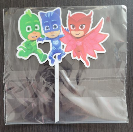 Topper de tort lemn Eroi in pijama / PJ Mask 9 x 14 cm [3]