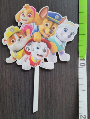 Topper de tort lemn Paw Patrol / Patrula Catelusilor 10 x 13.5 cm [2]