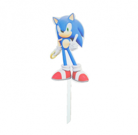 Sonic - Topper de tort lemn Sonic 10 x 7 cm