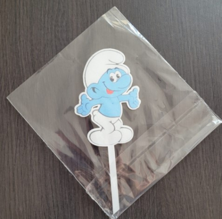 Topper de tort lemn Strumf 10 x 8 cm [3]