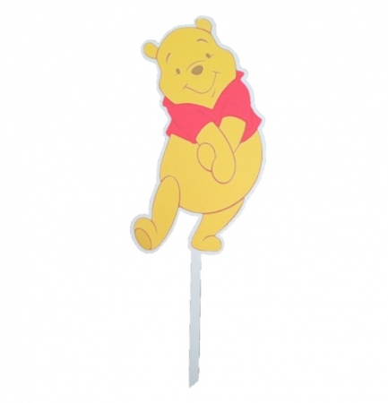 Winnie the Pooh - Decoratiuni pentru petrecere tematica - Topper de tort lemn Winnie the Pooh 13 x 7 cm