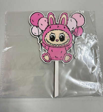 Topper tort lemn Labubu 13 x 14 cm [2]