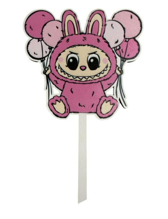 Toppere & Decoratiuni Tort - Topper tort lemn Labubu 13 x 14 cm