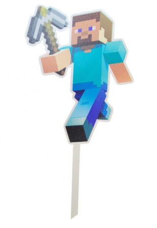 Jocuri video - Baloane - Topper tort lemn Minecraft 11 x 9 cm