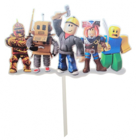Jocuri video - Baloane - Topper tort lemn Roblox 17 x 9 cm