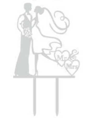 Articole pentru petrecere - Topper tort Mr & Mrs 10 x 12 cm argintiu