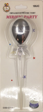 Topper tort plastic balon argintiu La multi ani 4.7 * 6 cm [2]