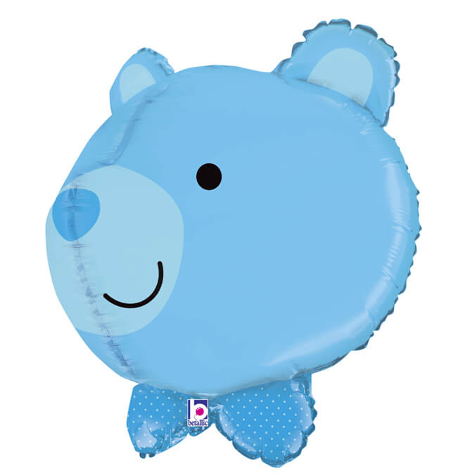 Balon folie cap urs albastru 3D 69 cm Umflat cu heliu