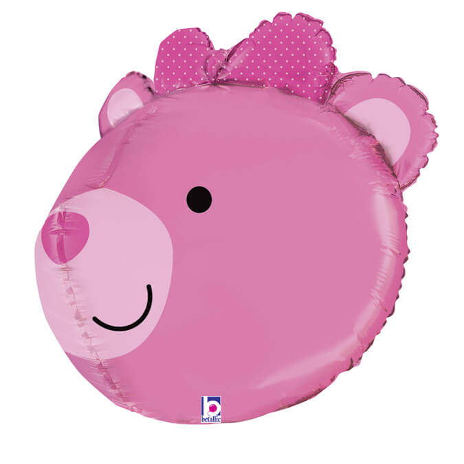 Balon folie cap urs roz 3D 69 cm Umflat cu heliu