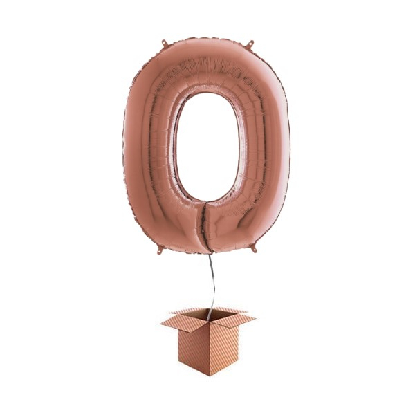 Balon folie cifra 0 rose gold 66 cm Umflat cu heliu
