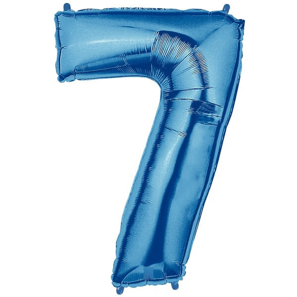 Balon party, folie metalizata albastru, 40 cm, cifra 7 Cifra 7