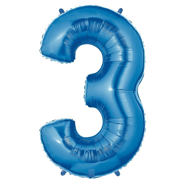 Balon folie cifra 3 albastru 40 cm Cifra 3