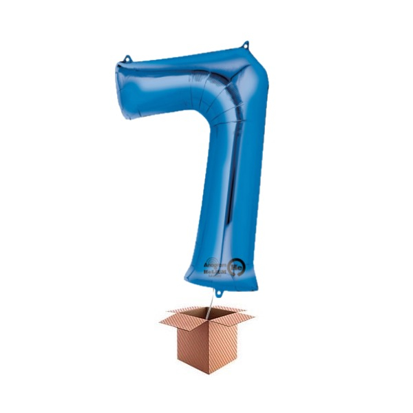 Balon folie cifra albastru umflat cu heliu 66cm Cifra 7