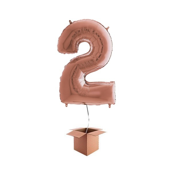 Balon folie cifra rose gold umflat cu heliu 66cm Cifra 2