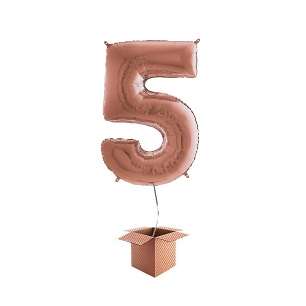 Balon folie cifra rose gold umflat cu heliu 66cm Cifra 5