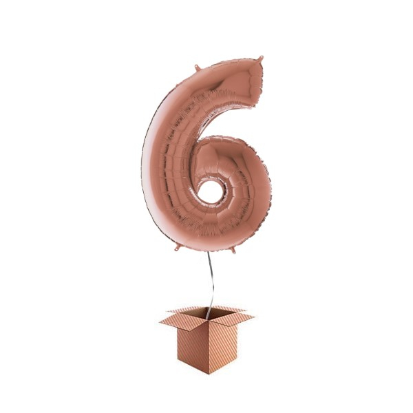 Balon folie cifra rose gold umflat cu heliu 66cm Cifra 6