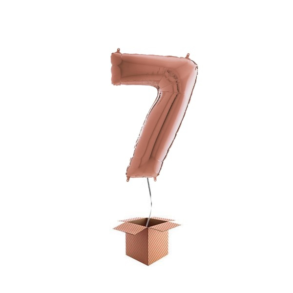 Balon folie cifra rose gold umflat cu heliu 66cm Cifra 7
