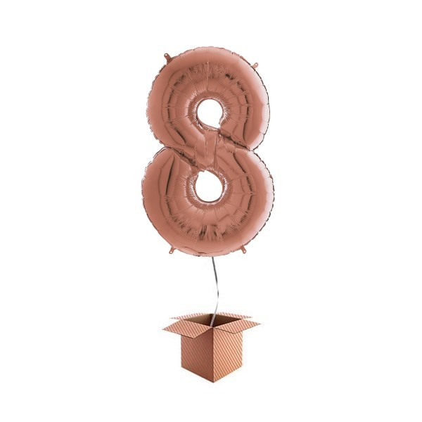 Balon folie cifra rose gold umflat cu heliu 66cm Cifra 8