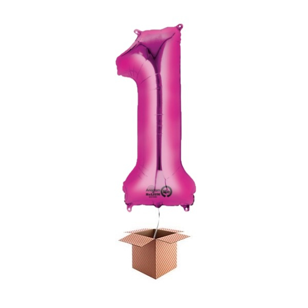 Balon folie cifra roz umflat cu heliu 66cm Cifra 1
