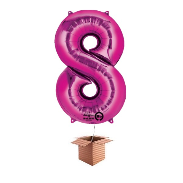 Balon folie cifra roz umflat cu heliu 66cm Cifra 8