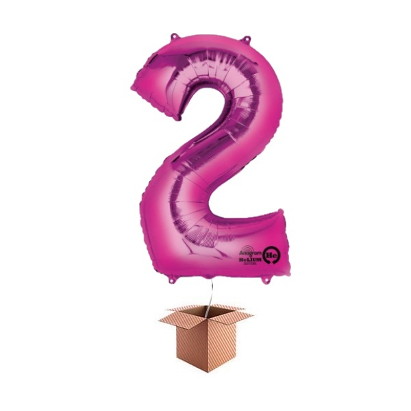 Balon folie cifra roz umflat cu heliu 87cm Cifra 2