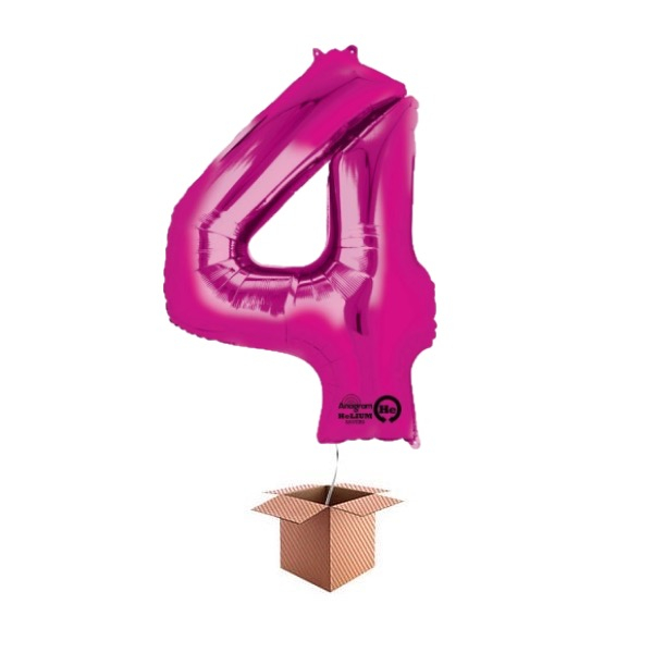 Balon folie cifra roz umflat cu heliu 87cm Cifra 4
