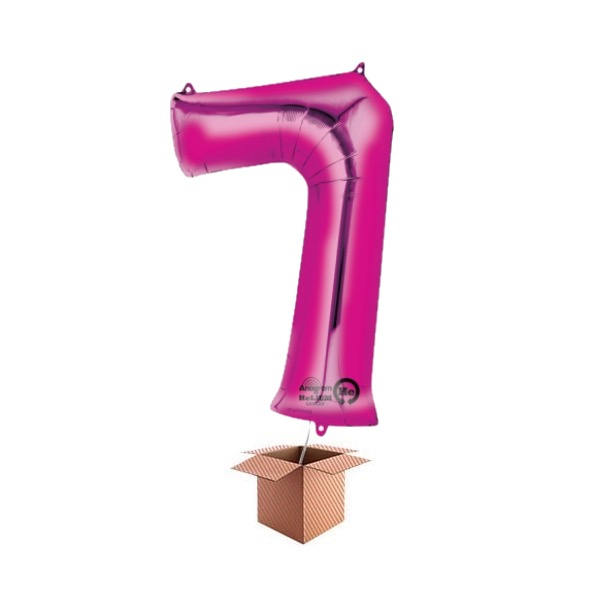Balon folie cifra roz umflat cu heliu 87cm Cifra 7