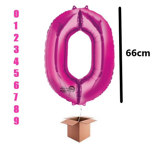 Balon folie cifra umflat cu heliu 66cm Roz, Cifra 2
