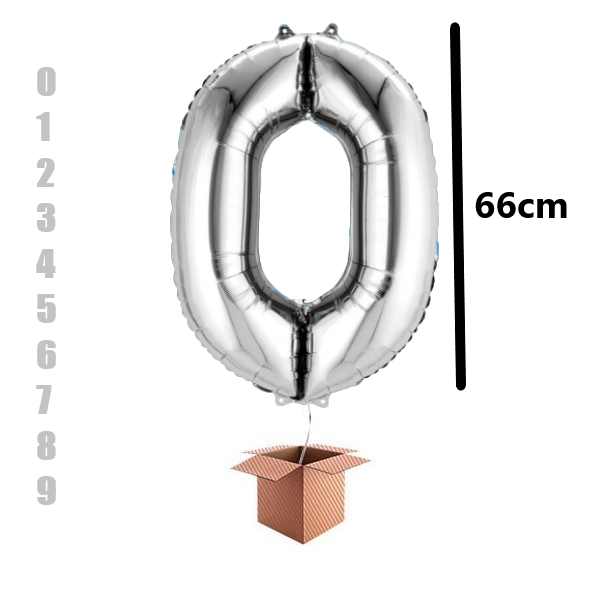 Balon folie cifra umflat cu heliu 66cm Argintiu, Cifra 4